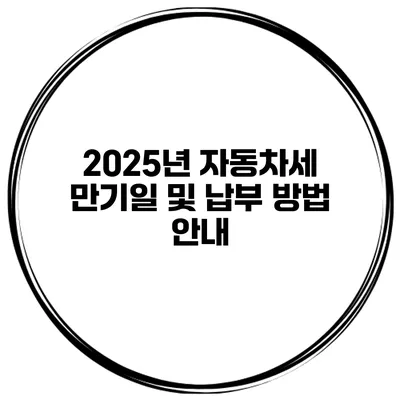 2025년 자동차세 만기일 및 납부 방법 안내