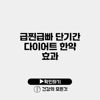 급찐급빠 단기간 다이어트 한약 효과