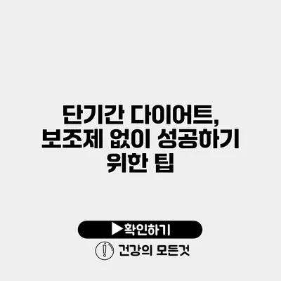 단기간 다이어트, 보조제 없이 성공하기 위한 팁