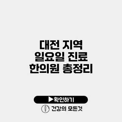 대전 지역 일요일 진료 한의원 총정리