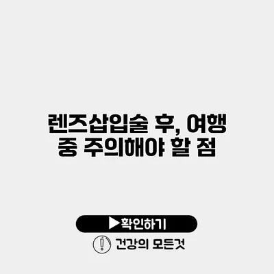 렌즈삽입술 후, 여행 중 주의해야 할 점
