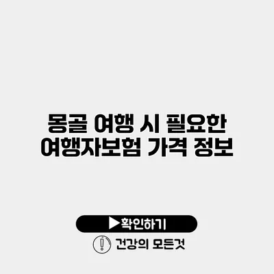 몽골 여행 시 필요한 여행자보험 가격 정보