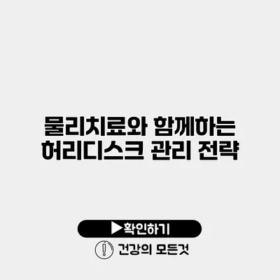물리치료와 함께하는 허리디스크 관리 전략