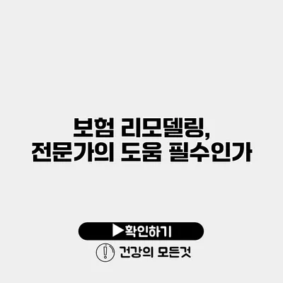 보험 리모델링, 전문가의 도움 필수인가?