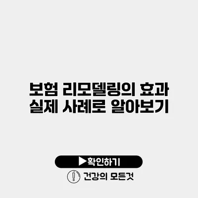 보험 리모델링의 효과 실제 사례로 알아보기