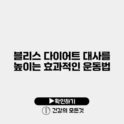 블리스 다이어트 대사를 높이는 효과적인 운동법