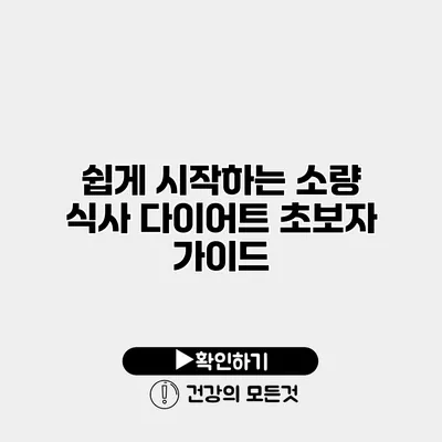쉽게 시작하는 소량 식사 다이어트 초보자 가이드