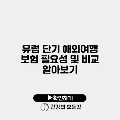 유럽 단기 해외여행 보험 필요성 및 비교 알아보기