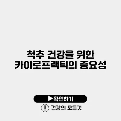 척추 건강을 위한 카이로프랙틱의 중요성