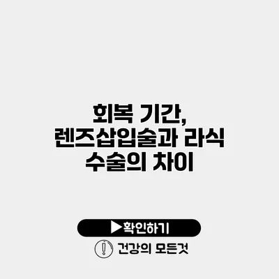 회복 기간, 렌즈삽입술과 라식 수술의 차이