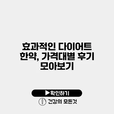 효과적인 다이어트 한약, 가격대별 후기 모아보기