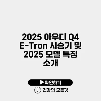2025 아우디 Q4 E-Tron 시승기 및 2025 모델 특징 소개