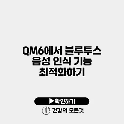 QM6에서 블루투스 음성 인식 기능 최적화하기
