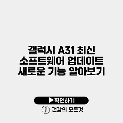 갤럭시 A31 최신 소프트웨어 업데이트 새로운 기능 알아보기