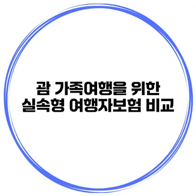 괌 가족여행을 위한 실속형 여행자보험 비교