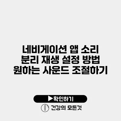 네비게이션 앱 소리 분리 재생 설정 방법 원하는 사운드 조절하기