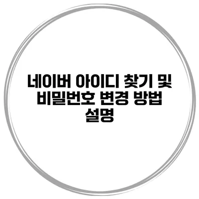 네이버 아이디 찾기 및 비밀번호 변경 방법 설명