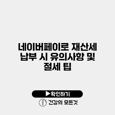 네이버페이로 재산세 납부 시 유의사항 및 절세 팁