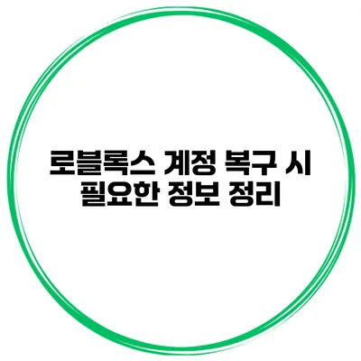 로블록스 계정 복구 시 필요한 정보 정리