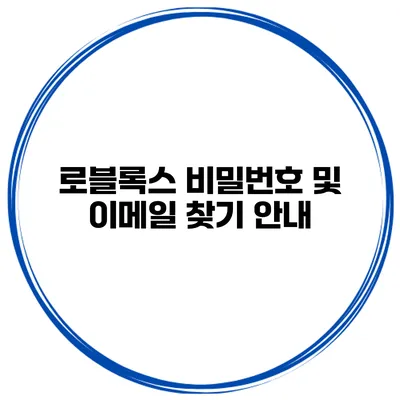 로블록스 비밀번호 및 이메일 찾기 안내