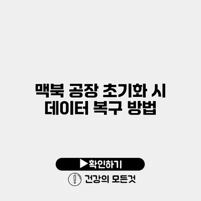 맥북 공장 초기화 시 데이터 복구 방법