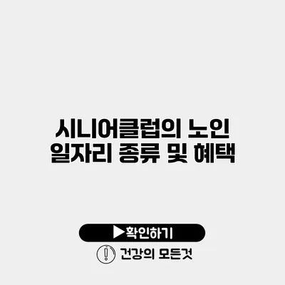 시니어클럽의 노인 일자리 종류 및 혜택