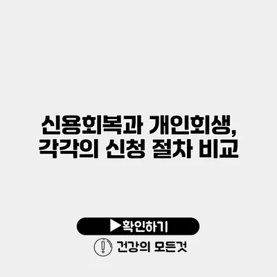 신용회복과 개인회생, 각각의 신청 절차 비교