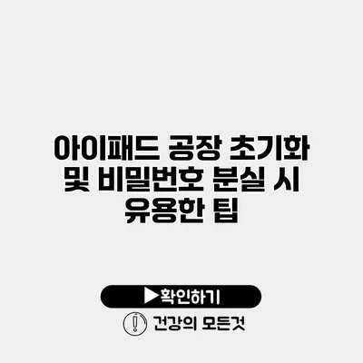 아이패드 공장 초기화 및 비밀번호 분실 시 유용한 팁