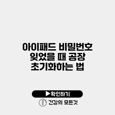 아이패드 비밀번호 잊었을 때 공장 초기화하는 법