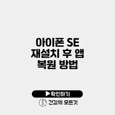 아이폰 SE 재설치 후 앱 복원 방법