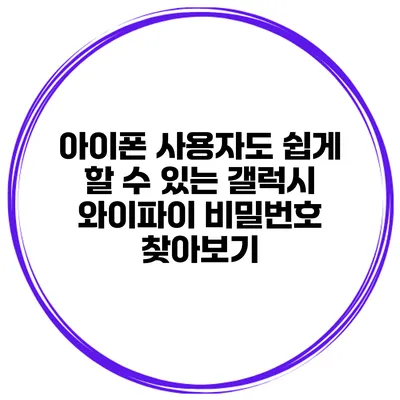 아이폰 사용자도 쉽게 할 수 있는 갤럭시 와이파이 비밀번호 찾아보기