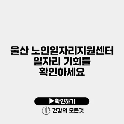 울산 노인일자리지원센터 일자리 기회를 확인하세요
