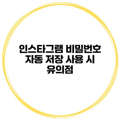 인스타그램 비밀번호 자동 저장 사용 시 유의점