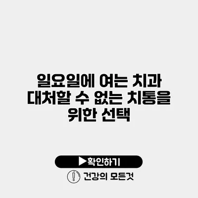 일요일에 여는 치과 대처할 수 없는 치통을 위한 선택