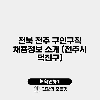 전북 전주 구인구직 채용정보 소개 (전주시 덕진구)