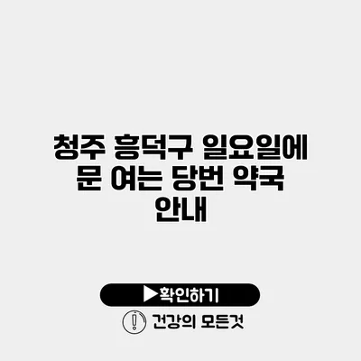 청주 흥덕구 일요일에 문 여는 당번 약국 안내