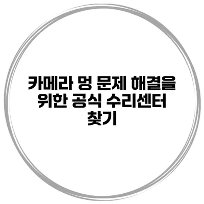 카메라 멍 문제 해결을 위한 공식 수리센터 찾기