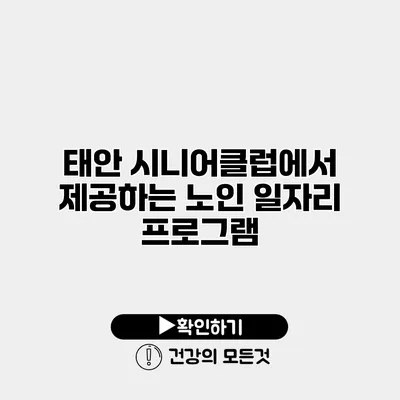 태안 시니어클럽에서 제공하는 노인 일자리 프로그램
