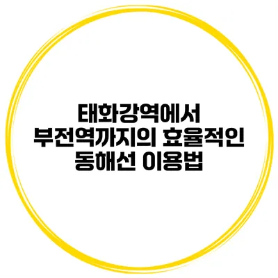태화강역에서 부전역까지의 효율적인 동해선 이용법