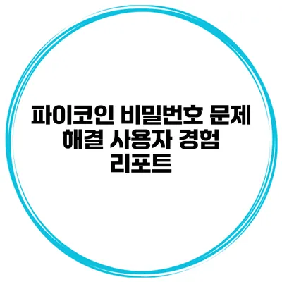 파이코인 비밀번호 문제 해결 사용자 경험 리포트