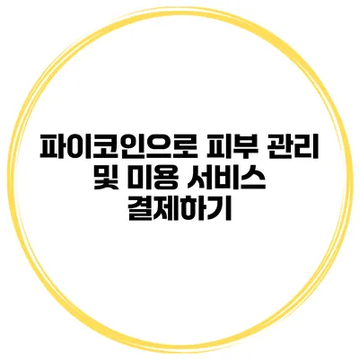 파이코인으로 피부 관리 및 미용 서비스 결제하기