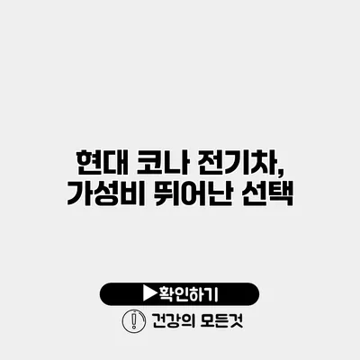 현대 코나 전기차, 가성비 뛰어난 선택